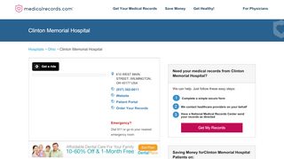 Clinton Memorial Hospital | MedicalRecords.com - Clinton Memorial Hospital Patient Portal