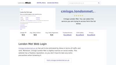 Cmisgo.londonmet.ac.uk website. London Met Web Login.
