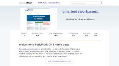 Cms.bodyworkzcms.com website. Welcome to BodyWork CMS …
