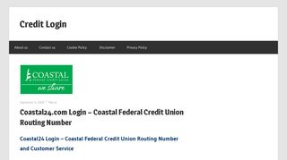 Coastal24.com Login – Coastal Federal Credit Union Routing ... - Coastal24 Com Portal