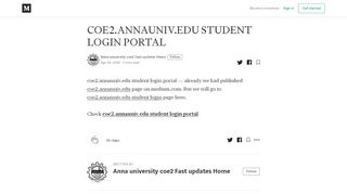 COE2.ANNAUNIV.EDU STUDENT LOGIN PORTAL - Anna ... - Coe2 Annauniv Edu Student Portal