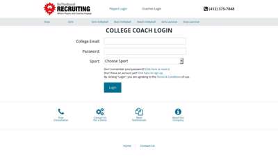 College Coach Login  BTBRecruiting