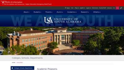 Colleges, Schools, Departments - University of South Alabama