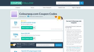 
                            1. Colourpop.com Coupon Codes 2020 (65% discount ... - Colourpop Sign Up Discount
