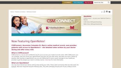 Columbia St. Mary's - Now Featuring OpenNotes!