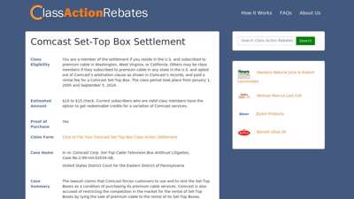 Comcast Set-Top Box Settlement  Class Action Rebates