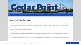 
                            3. Comerica Value Pay Card - Cedar Point - Value Pay Card Portal
