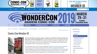 Comic-Con Member ID | Comic-Con International: San Diego - Comic Con Sign Up