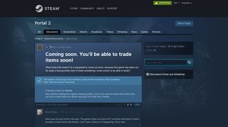 
                            1. Coming soon. You'll be able to trade items soon! :: Portal 2 General ... - Portal 2 Trading
