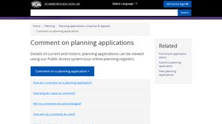 
                            4. Comment on planning applications | SCARBOROUGH.GOV.UK - Scarborough Planning Portal