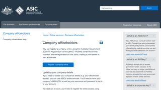 
                            8. Company officeholders | ASIC - Australian Securities and ... - Asic Key Portal