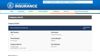 
                            5. Company search - Missouri Department of Insurance - MO.gov - Alfa Vision Insurance Agent Portal