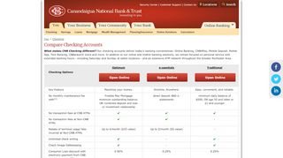 
Compare Checking Accounts - Canandaigua National Bank  
