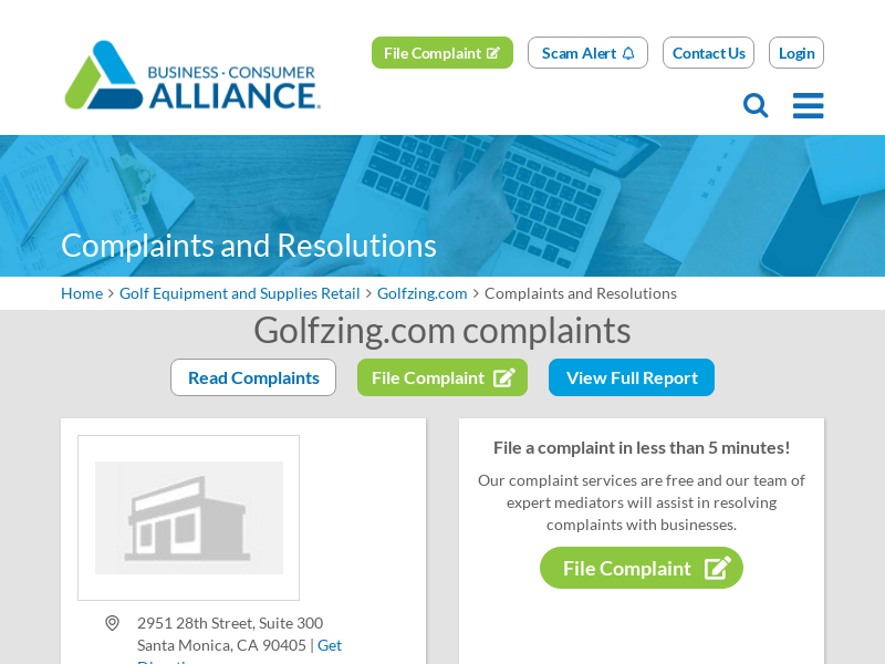 
                            6. Complaints for Golfzing.com in Santa Monica, CA - 100110804