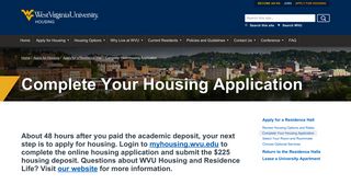 
                            4. Complete Your Housing Application - WVU Housing - West Virginia ... - Wvu Housing Portal