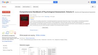 
Comprehensive Handbook of Psychological Assessment, Volume ...  

