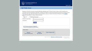 Concordia University: My Profile Home - Concordia University Portland Oregon Online Portal