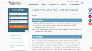Concordia University Portland Online | TheBestSchools.org - Concordia University Portland Oregon Online Portal
