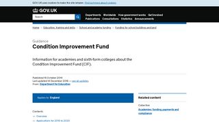 
                            4. Condition Improvement Fund - GOV.UK - Cif Portal Login