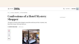
Confessions of a Hotel Mystery Shopper | Travel + Leisure ...  
