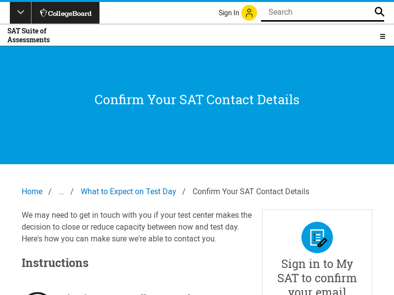 
                            8. Confirm Your SAT Contact Details - College Board
