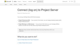 
                            9. Connect (log on) to Project Server - Office Support - Projectweb Portal