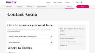 
                            8. Contact Aetna – About Us | Aetna - Aetna Pension Plan Portal