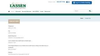 
                            8. Contact Info – Lassen Credit Union - Lassen Credit Union Online Banking Portal