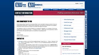 
                            7. Contact Information | First National Bank Texas - First ... - Www 1stnb Com Portal