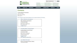 
Contact Information - Louisiana Workforce Commission  
