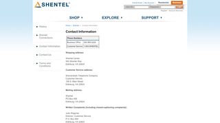 
                            6. Contact Information - Shentel - Shentel Net Portal