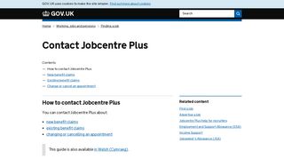 
                            3. Contact Jobcentre Plus - GOV.UK - Ujm Portal Uk
