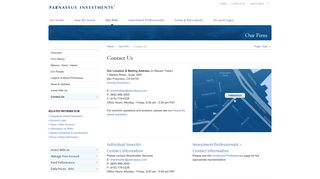 Contact Parnassus - Parnassus Investments - Parnassus Funds Portal