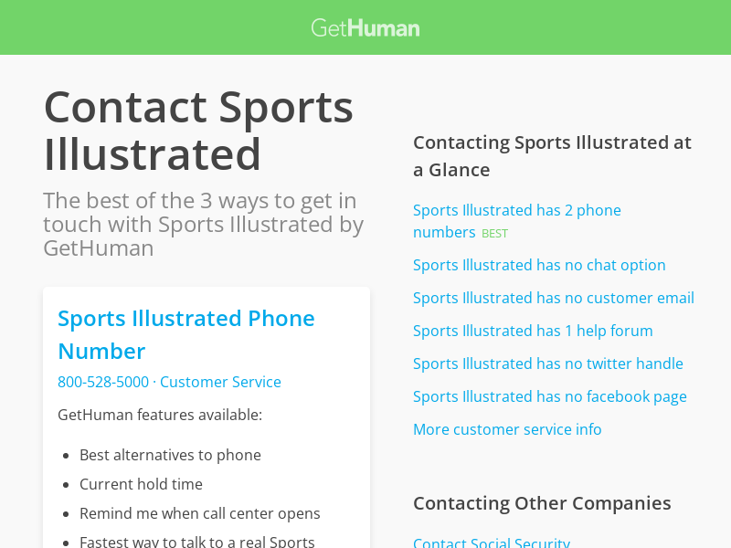 
                            5. Contact Sports Illustrated | Fastest, No Wait Time