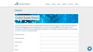 
                            7. Contact - Sunday Streams - Sunday Streams Portal