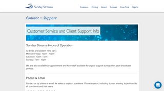 
                            5. Contact + Support - Sunday Streams - Sunday Streams Portal