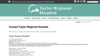 
                            3. Contact Taylor Regional Hospital - Taylor County Hospital Patient Portal