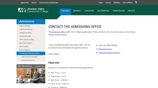 
                            8. Contact the Admissions Office - Moraine Valley Community ... - Moraine Valley Email Portal