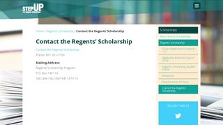 
                            8. Contact the Regents' Scholarship| Step Up Utah - Regents Scholarship Student Portal