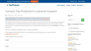 Contact Top Producer® Customer Support – Top Producer ... - Top Producer I8 Portal