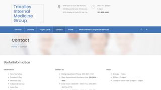 
                            2. Contact – TriValley Internal Medicine Group - Tri Valley Medical Patient Portal