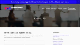 
                            4. Contact — United States Appraisals - United States Appraisals Appraiser Portal