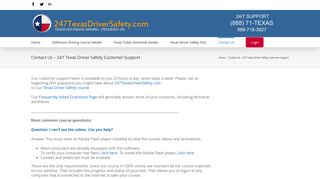 
                            4. Contact Us – 247 Texas Driver Safety Customer Support ... - 247 Texas Driver Safety Portal