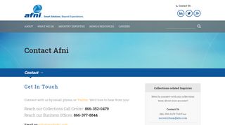 
                            5. Contact Us - Afni, Inc. - Afni Collections Portal