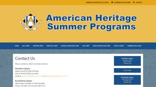 
                            4. Contact Us - American Heritage Summer Programs - Ahschool Portal