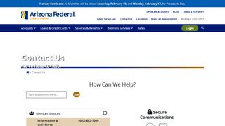 
                            3. Contact Us | Arizona Federal Credit Union - Arizona Federal Credit Union Portal
