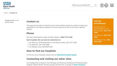 
                            7. Contact us - Barts Health NHS Trust