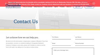 
Contact Us | Chesapeake Employers Insurance Company  

