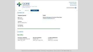 
                            8. Contact Us - Core Management Resources Group - Core Administrative Services Provider Portal