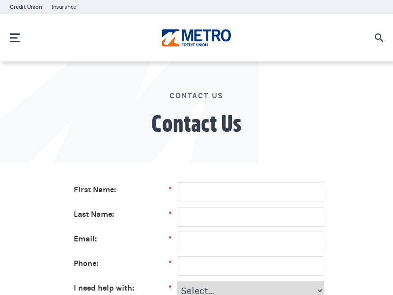 
                            1. Contact Us | Metro Credit Union